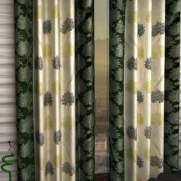 BELLA TRUE 152 cm (5 ft) Polyester Semi Transparent Window Curtain (Pack Of 2) (Floral, Green)-image-41