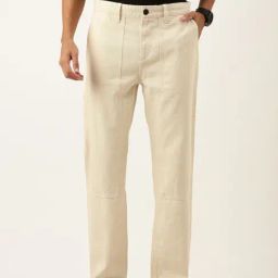 Bene Kleed Ecru Lightly Washed Relaxed Fit Cotton Jeans-picture-27