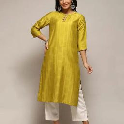 Biba Green Embroidered Straight Kurta-picture-20