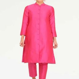 Kaanchie Nanggia Pink Taffeta Jacket with Pant-image-19