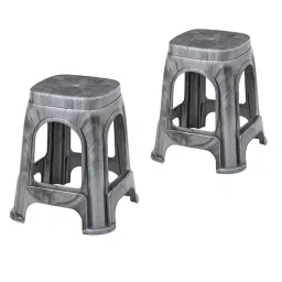 Maharaja Plastic Stools Polypropylene Stackable For Use In Kitchens, Home, Bathroom, Workshops Silver, Jupiter_Silver-PK2 (Set of 2)-image-3