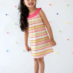 Campana Kids White & Pink Striped Dress-picture-17