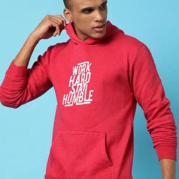 Campus Sutra Maroon Cotton Regular Fit Printed Hooded Sweatshirt-image-59