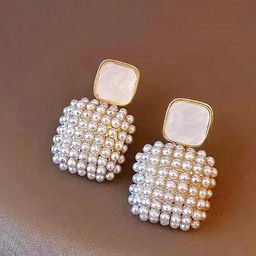 VAGHBHATT Gold-Plated Mother Of Pearls Studded and Pearls Beaded Drop Earrings-57