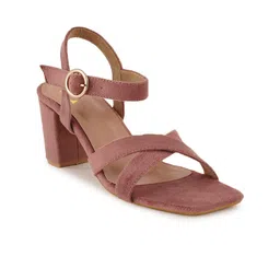 ZENVO Cross Strap Backstrap Open Toe Block Heels image 3