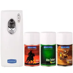 Airance Automatic Room Freshner LED Aerosol Dispenser With 250 ml Each Musk, Khus (Vetiver) & Oud Wood Fragrance Refill (Pack of 4)-image-55