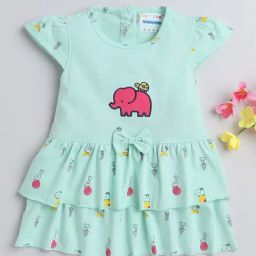 Bumzee Kids Sea Green Printed Frock-image-70