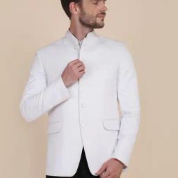 TAHVO White Cotton Slim Fit Blazer-image-62