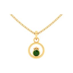 P.C. Chandra Jewellers 14k Yellow Gold Spherical Designs Green Stone Pendant-image-34