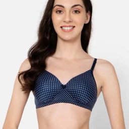 Clovia Blue Polka Dots T-Shirt Bra-image-78