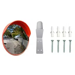 Ladwa 1200 mm(8 Inch) Convex Mirror & 50.8mm(2 Inch) Wall Fixing Clamp With Fixing Screw & Ghatta for Road Safety Orange, LSI-CLAMP CM1200 mm(8 Inch) combo-8