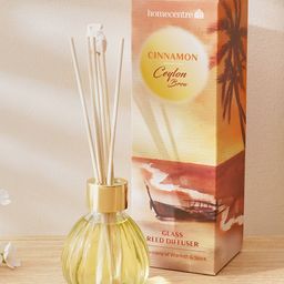 Home Centre Yellow Glass Cinnamon Reed Diffuser Set-50