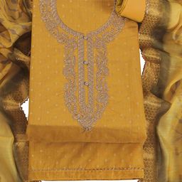 TAVAS Embroidered Chanderi Silk Unstitched Dress Material-image-70