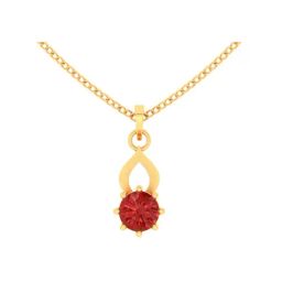 P.C. Chandra Jewellers 14k Yellow Gold Sleek A Beautiful Red Stone Pendant-image-65