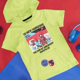Pantaloons Junior Green Cotton Printed Full Sleeves T-Shirt-20