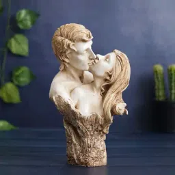 eCraftIndia White Polyresin Romantic Kissing Couple Figurine Showpiece-image-47