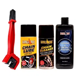 Kangaroo 150 ml Chain Lube And Chain Cleaner Spray with 200 ml Chorme Metal Polish and Chain Cleaner Brush-14