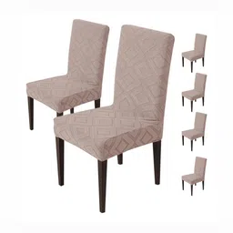 HOUSE OF QUIRK 6-Pcs Pink Patterned 220 GSM Chair Cover-47