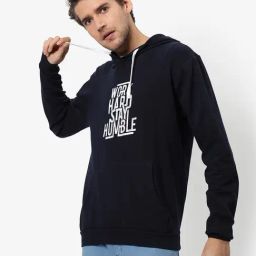 Campus Sutra Navy Cotton Regular Fit Printed Hooded Sweatshirt-image-33