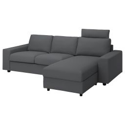 ikea vimle 3-seat sofa with chaise longue, with headrest with wide armrests/Hallarp grey-picture-6