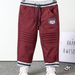 Babyhug Full Length Trousers Solid Print - Maroon-image-12