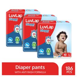 Luv Lap Diaper Pants Large Super Jumbo Pack of 3 - 186 Pieces-48