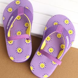 Cute Walk by Babyhug Flip Flops With Back Strap Sun Print - Purple-image-69