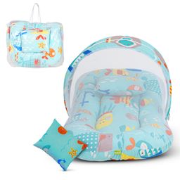 Baybee Baby Bedding Set for New Born Baby, Bed Mattress with Mosquito Net & Neck Pillow, Sleeping Nest Travel Bed for Baby - Light Green-12