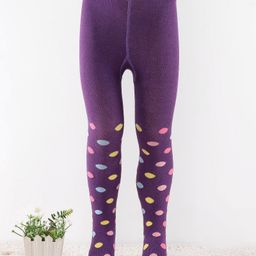 Cute Walk by Babyhug Anti-Bacterial Cotton Knit Footed Tights Polka Dot Print - Purple-image-25