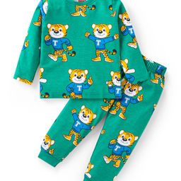 Babyhug Cotton Knit Full Sleeves Night Suit with Cub Print -Green-image-71