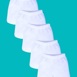 Kiddopanti Pack Of 5 Solid Cycling Shorts - White-image-60
