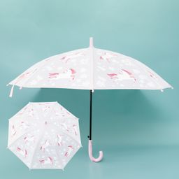 Babyhug Unicorn Printed J Shaped HandleUmbrella - Light Pink-10