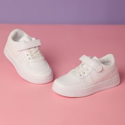 TRUFFLE COLLECTION Solid Velcro Closure Sneakers - White-image-2