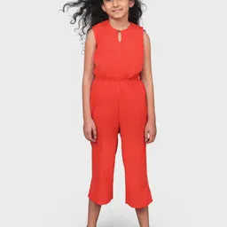 Uptownie Sleeveless Solid Jumpsuit - Red-picture-17