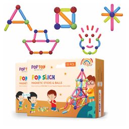 Poptop Magnetic Sticks & Balls Building Set |STEAM Learning Toy for Creative Construction (32 pcs) - Educational Toys for Toddlers 3+ Years-14