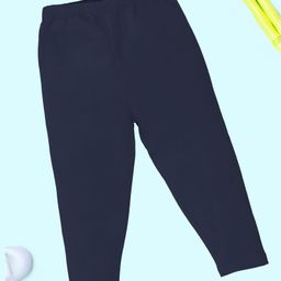 Kiddopanti Cotton Lycra Solid Capris - Navy Blue-image-2