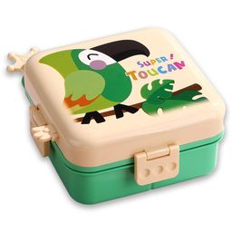 Little Surprise Box Toucan Double Decker Lunch and Snack Box for Kids - Green-17