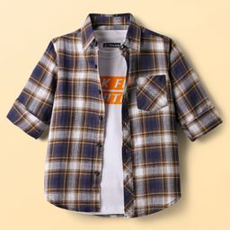 Pine Kids Cotton Knit Full Sleeves Checkered Shirt with Shirts - Multicolor-image-94