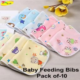 JOY BUZZ Joy Buzz Waterproof Feeding Bibs with Snap Button Closure Printed Pack of 10- Multicolor-25
