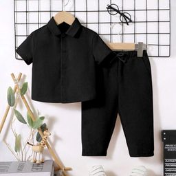 Fashion Dream Popcorn Knit Half Sleeves Textured Shirt & Coordinating Pant Set - Black-picture-27