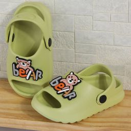 SHOES FOR JUNIORS Teddy Bear Applique Detailed With Sling Back Clogs - Green-image-98