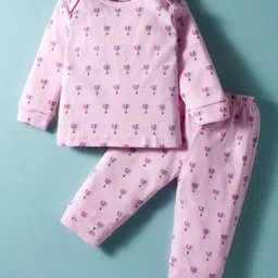Tango Interlock Knit Full Sleeves Co-ords Night Suit With Balloon Print - Pink-picture-10