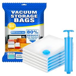COZY VIBES 5-Vacuum Storage Bags-(2bags50*70cm,2bags60*80cm,1bag80*100cm)-vacuum bags for storage vacuum bags for clothes with vacuum bag with pump Clothes Storage Bag - PACK OF 1 - COLOR MAY VARY-picture-0