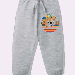KAVEE Pure Cotton Knit Biowashed Full Length Cute Teddy Printed Lounge Pants - Grey-picture-10