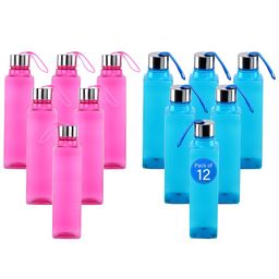Aura Pink 12 Piece Plastic Solid Water Bottle-1000ML-14