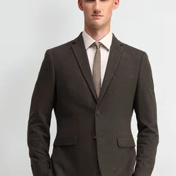 Arrow Slim-Fit Self Design Notched Lapel Single Breasted Blazer-image-99