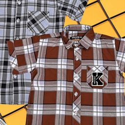 Killer Boys Pack Of 2 Tartan Checks Checked Spread Collar Cotton Shirts-image-42