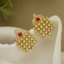 ATIBELLE Gold-Plated Artificial Stones Studded Contemporary Studs-16