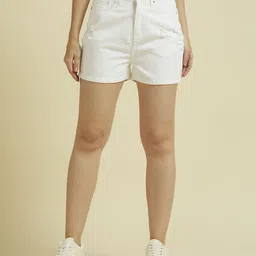 Style Quotient Women Regular Fit High-Rise Denim Shorts-image-37