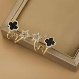 ONUYX Women's Stoned Spherical Ear Cuff Earrings-image-57
